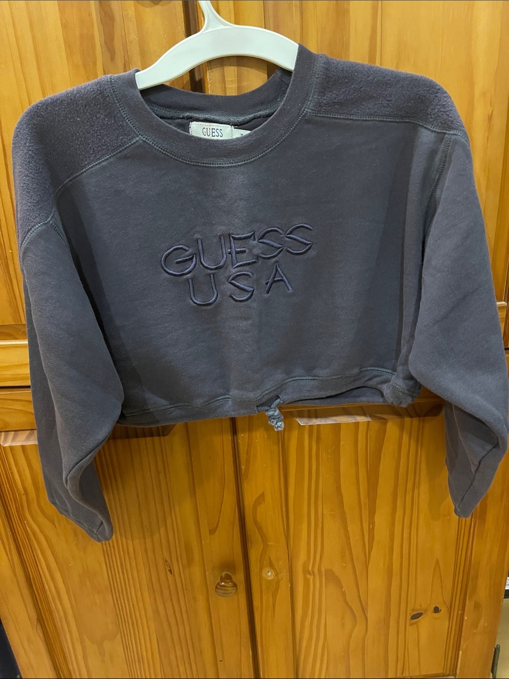 Vintage! 80s Guess Cropped Crewneck Sweatshirt in Charcoal Gray/Made in
